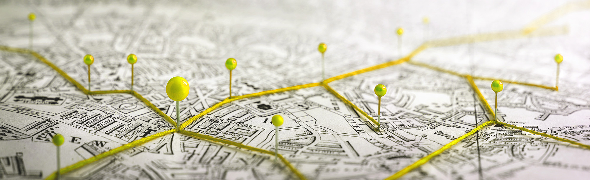 Yellow Pins in Map Banner